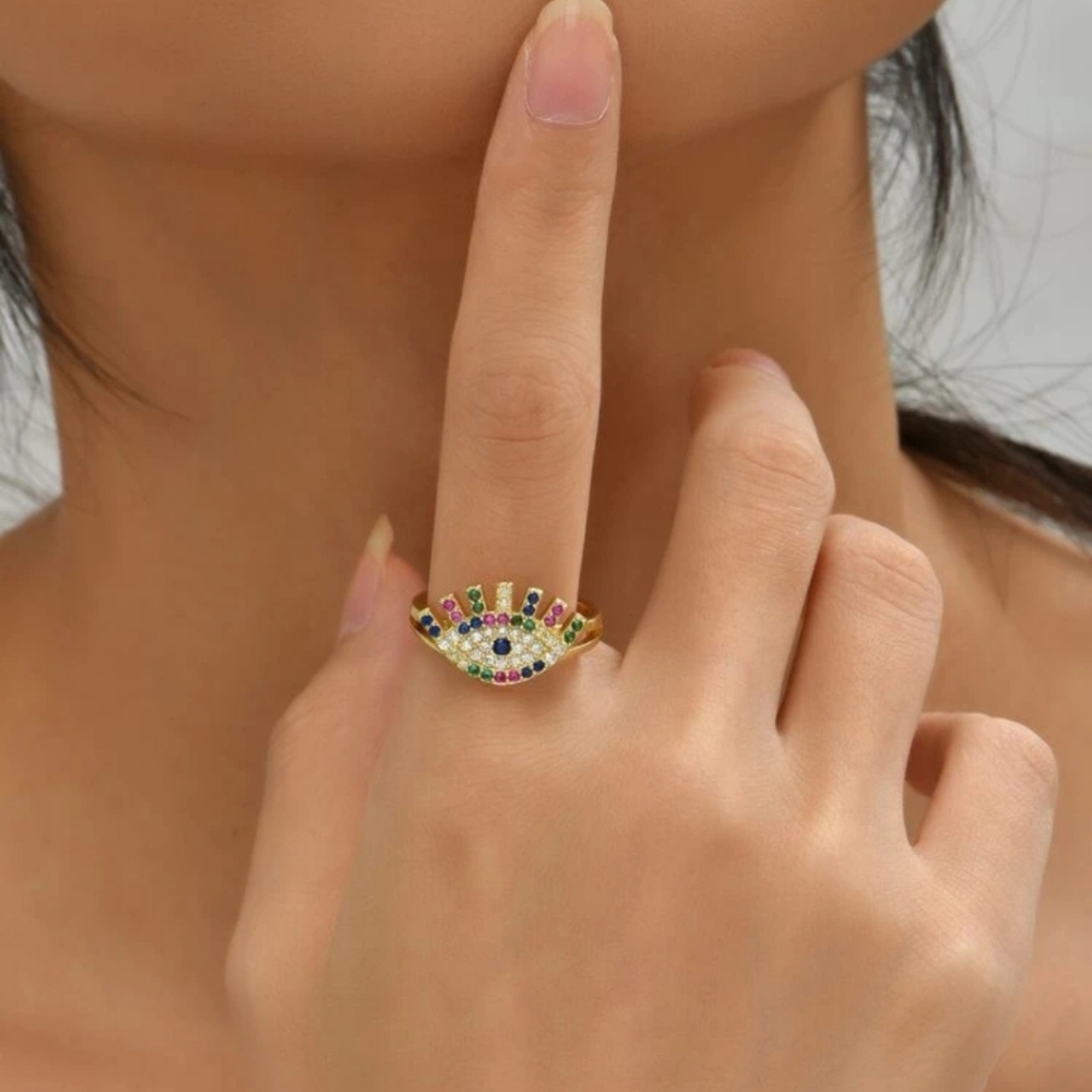 Cubic Zirconia Eye Decor Ring